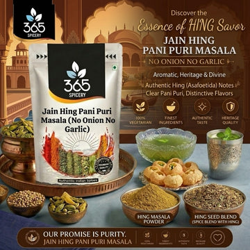 Jain Hing Pani Puri Masala | No Onion No Garlic | Jain-Friendly | Asafoetida Infused Blend | 365 Spicery