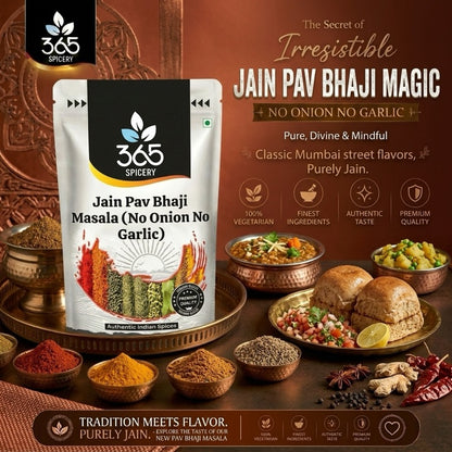 Jain Pav Bhaji Masala | No Onion No Garlic | Jain-Friendly | Premium Quality | Traditional Recipe | 365 Spicery