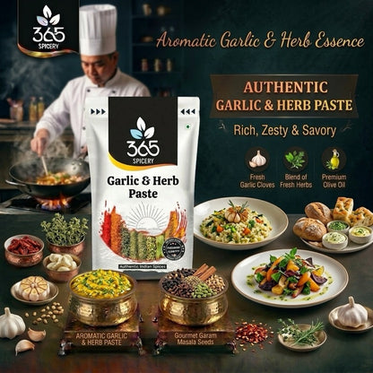 GARLIC PASTE | Fresh Aromatic Base | Vegan | No Artificial Flavours | Premium Quality | 365 Spicery