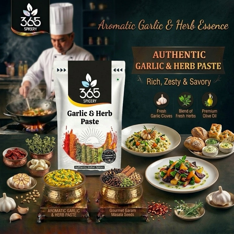 GARLIC PASTE | Fresh Aromatic Base | Vegan | No Artificial Flavours | Premium Quality | 365 Spicery