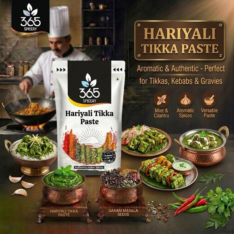 HARIYALI TIKKA PASTE | Fresh Herb Marinade | Vegan | No Artificial Colours | 365 Spicery