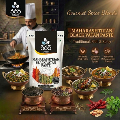 MAHARASHTRIAN BLACK VATAN | Authentic Roasted Spice Base | Vegan | No Artificial Colours | 365 Spicery