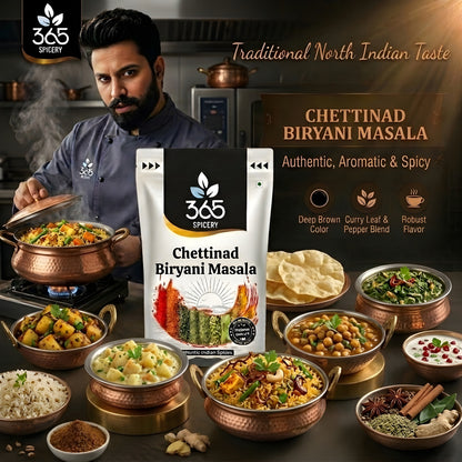Chettinad Biryani Masala | Authentic South Indian Spice Mix | Vegan | No Artificial Flavours | 365 Spicery