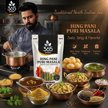 Hing Pani Puri Masala | Asafoetida Infused Digestive Water Blend | Vegan | No Artificial Flavours | 365 Spicery