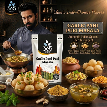 Garlic Pani Puri Masala | Pungent Street Style Water Blend | Natural Ingredients | Gluten-Free | No MSG | 365 Spicery
