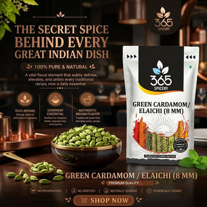 Green Cardamom | Premium Elaichi 8mm | Natural Ingredients | No Artificial Flavours | Aromatic Spice | 365 Spicery