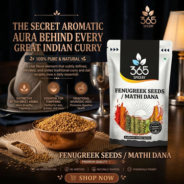 Fenugreek Seeds | Premium Methi Dana | Natural Ingredients | Vegan | Essential Spice for Tempering | 365 Spicery
