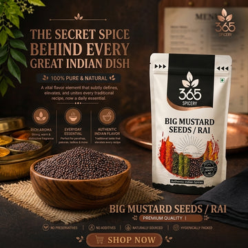 Big Mustard Seeds | Premium Rai | Natural Ingredients | Gluten-Free | Perfect for Authentic Tempering | 365 Spicery