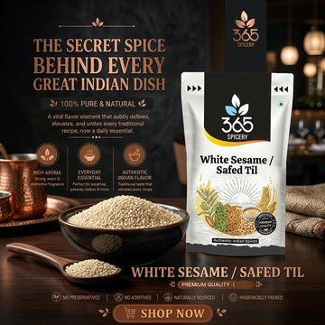 White Sesame Seeds | Premium Safed Til | Natural Ingredients | Gluten-Free | Essential for Indian Cooking | 365 Spicery