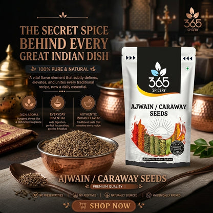 Ajwain | Premium Caraway Seeds | Natural Ingredients | No MSG | Digestive Spice for Indian Dishes | 365 Spicery