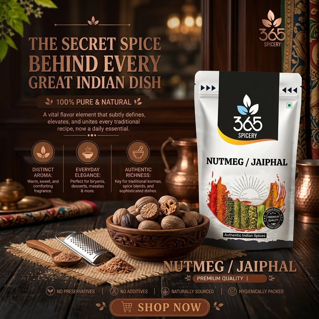 Nutmeg | Premium Jaiphal | Natural Ingredients | Gluten-Free | Aromatic Spice for Indian Cooking | 365 Spicery
