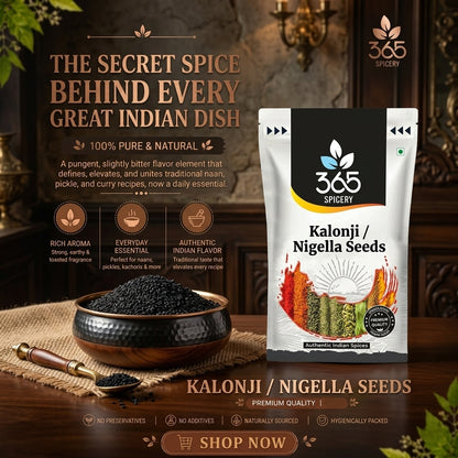 Kalonji | Premium Nigella Seeds | Natural Ingredients | No Artificial Colours | Essential Indian Spice | 365 Spicery