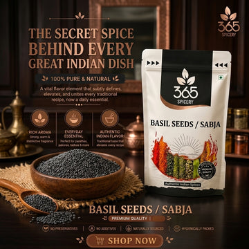 Basil Seeds | Premium Sabja | Natural Ingredients | Vegan | Cooling Superfood for Indian Drinks | 365 Spicery