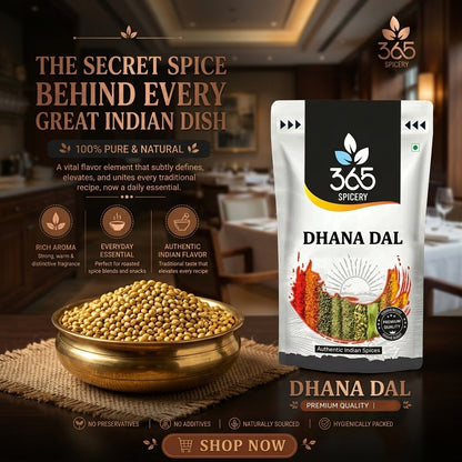 Dhana Dal | Roasted Coriander Seeds | Natural Ingredients | Premium Quality | Crunchy Indian Snack | 365 Spicery