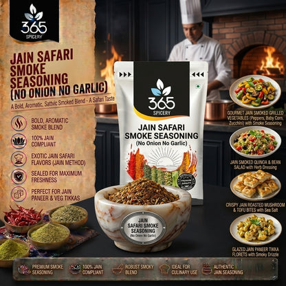Jain Safari Smoke Seasoning | No Onion No Garlic | Jain-Friendly | No MSG | For Grills & Street Food | 365 Spicery