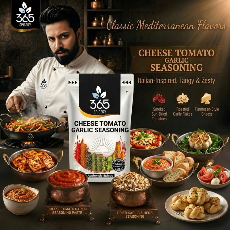 CHEESE TOMATO GARLIC SEASONING | Savory Fry Sprinkle | Gluten-Free | No Artificial Colours | 365 Spicery