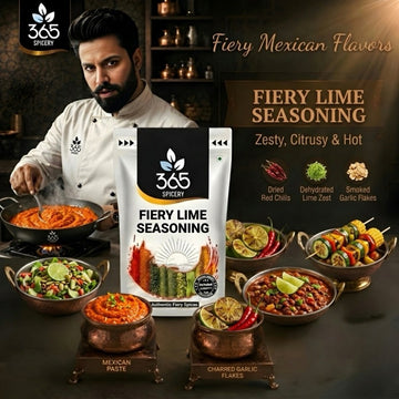 FIERY LIME SEASONING | Hot & Tangy Street Food Spice | No MSG | Gluten-Free | Made in India | 365 Spicery