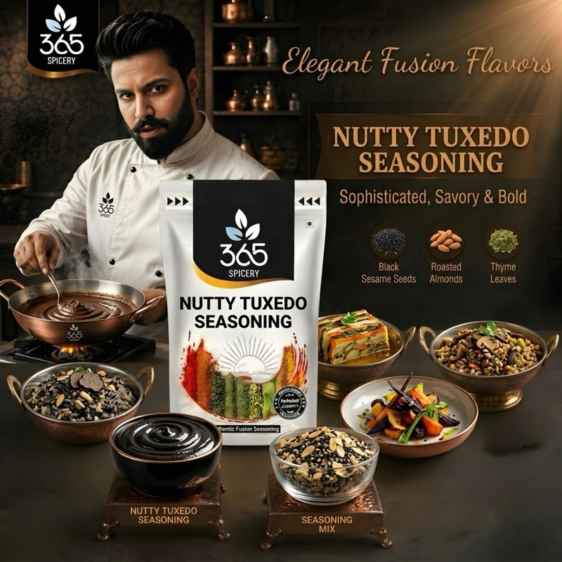 NUTTY TUXEDO SEASONING | Gourmet Snack Sprinkler | No MSG | Premium Quality | Made in India | 365 Spicery