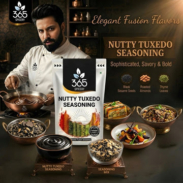 NUTTY TUXEDO SEASONING | Gourmet Snack Sprinkler | No MSG | Premium Quality | Made in India | 365 Spicery