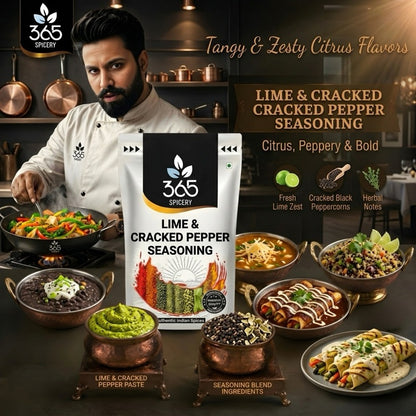 LIME & CRACKED PEPPER SEASONING | Zesty Snack Topping | Vegan | No Artificial Flavours | 365 Spicery
