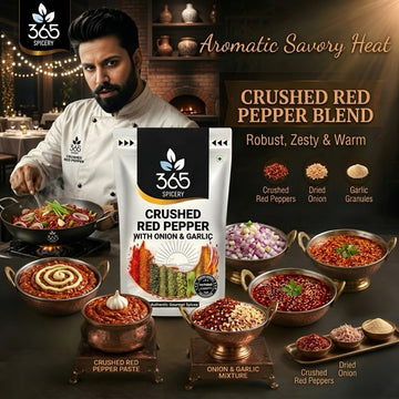 Crushed Red Pepper With Onion & Garlic | Spicy Savoury Mix | Natural Ingredients | Vegan | No Artificial Colours | 365 Spicery