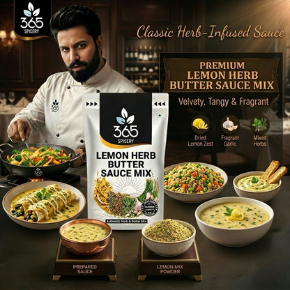LEMON HERB BUTTER SAUCE MIX | Zesty Finishing Blend | Natural Ingredients | Gluten-Free | 365 Spicery