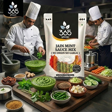 Jain Mint Sauce Mix | No Onion No Garlic | Jain-Friendly | Natural Ingredients | Refreshing Dip | 365 Spicery