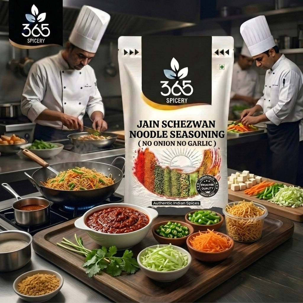 Jain Schezwan Noodle Seasoning | No Onion No Garlic | Jain-Friendly | No MSG | Stir-fry Flavour | 365 Spicery
