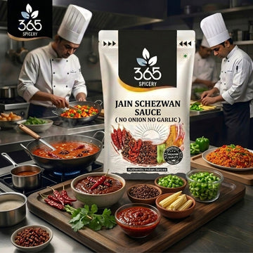 Jain Schezwan Sauce | No Onion No Garlic | Jain-Friendly | No Artificial Colours | Indo-Chinese Base | 365 Spicery