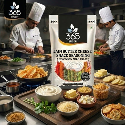 Jain Butter Cheese Snack Seasoning | No Onion No Garlic | Jain-Friendly | Gluten-Free | Rich Flavour | 365 Spicery