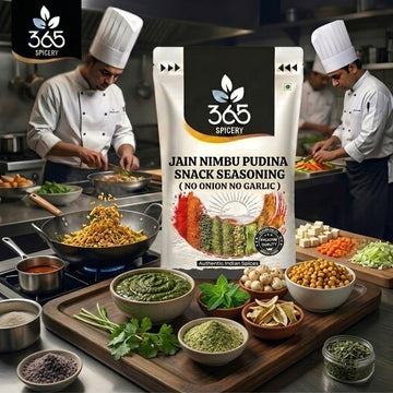 Jain Nimbu Pudina Snack Seasoning | No Onion No Garlic | Jain-Friendly | Gluten-Free | Refreshing Popcorn | 365 Spicery