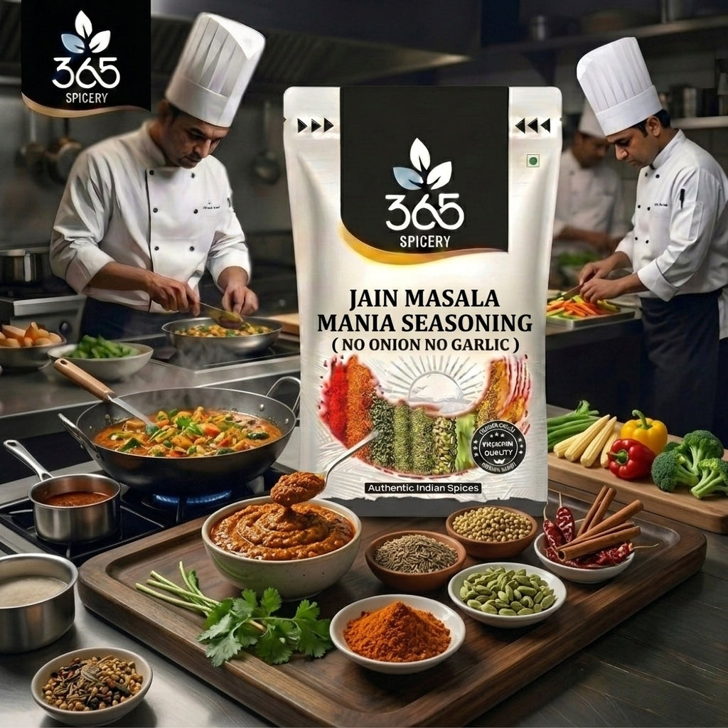 Jain Masala Mania Seasoning | No Onion No Garlic | Jain-Friendly | Vegan | Premium Fries Masala | 365 Spicery