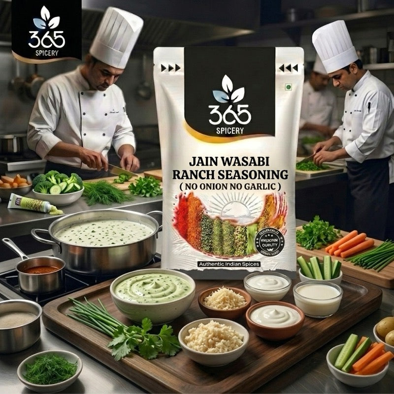 Jain Wasabi Ranch Seasoning | No Onion No Garlic | Jain-Friendly | No MSG | Premium Snack Spice | 365 Spicery