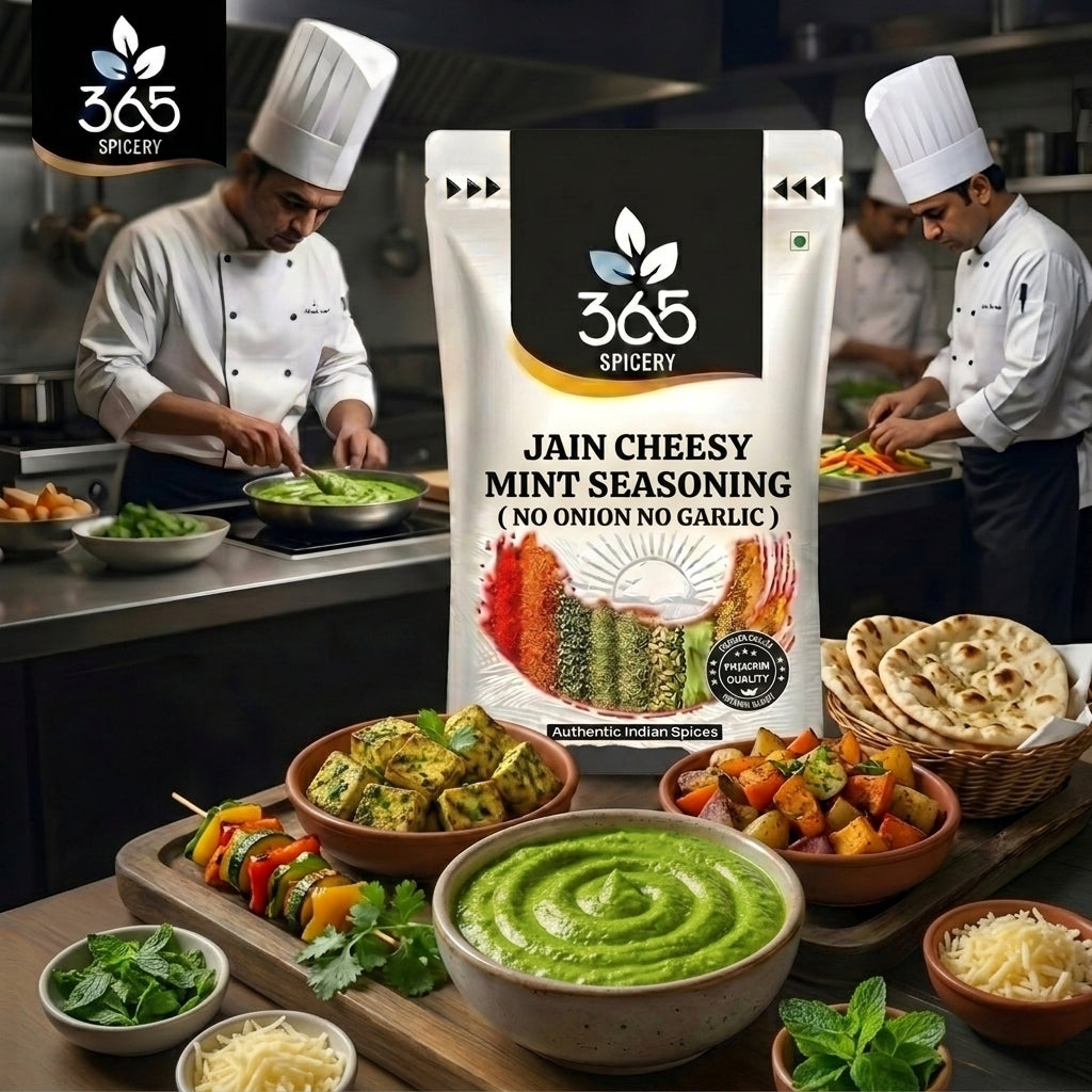 Jain Cheesy Mint Seasoning | No Onion No Garlic | Jain-Friendly | Gluten-Free | Street Food Flavour | 365 Spicery
