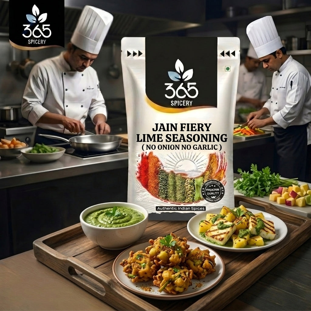Jain Fiery Lime Seasoning | No Onion No Garlic | Jain-Friendly | No Artificial Flavours | Snack Mix | 365 Spicery