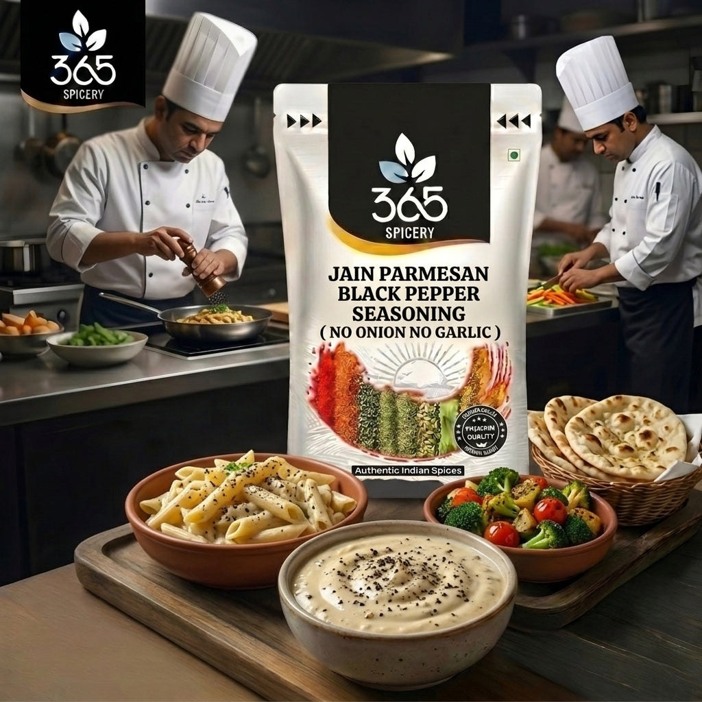 Jain Parmesan Black Pepper Seasoning | No Onion No Garlic | Jain-Friendly | Gluten-Free | For Pasta | 365 Spicery