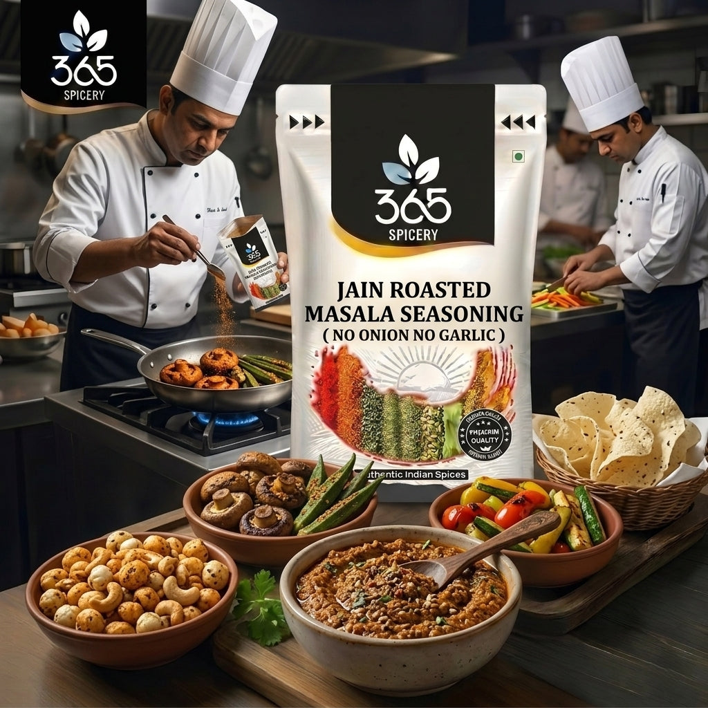 Jain Roasted Masala Seasoning | No Onion No Garlic | Jain-Friendly | No Artificial Colours | For Snacks | 365 Spicery