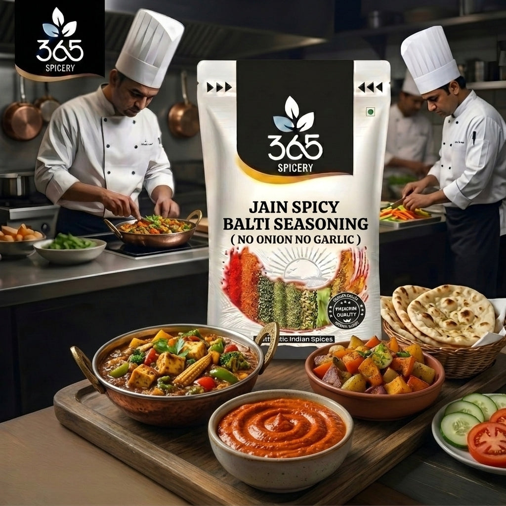 Jain Spicy Balti Seasoning | No Onion No Garlic | Jain-Friendly | Premium Quality | For Grills | 365 Spicery