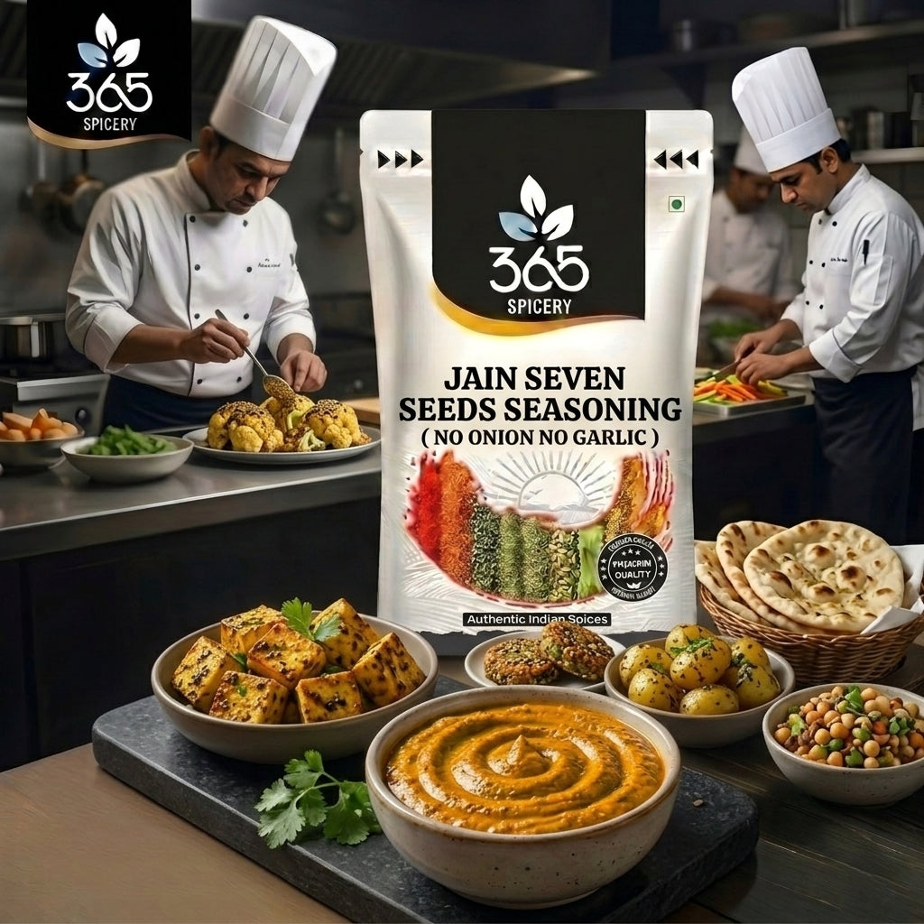 Jain Seven Seeds Seasoning | No Onion No Garlic | Jain-Friendly | Natural Ingredients | For Snacks | 365 Spicery