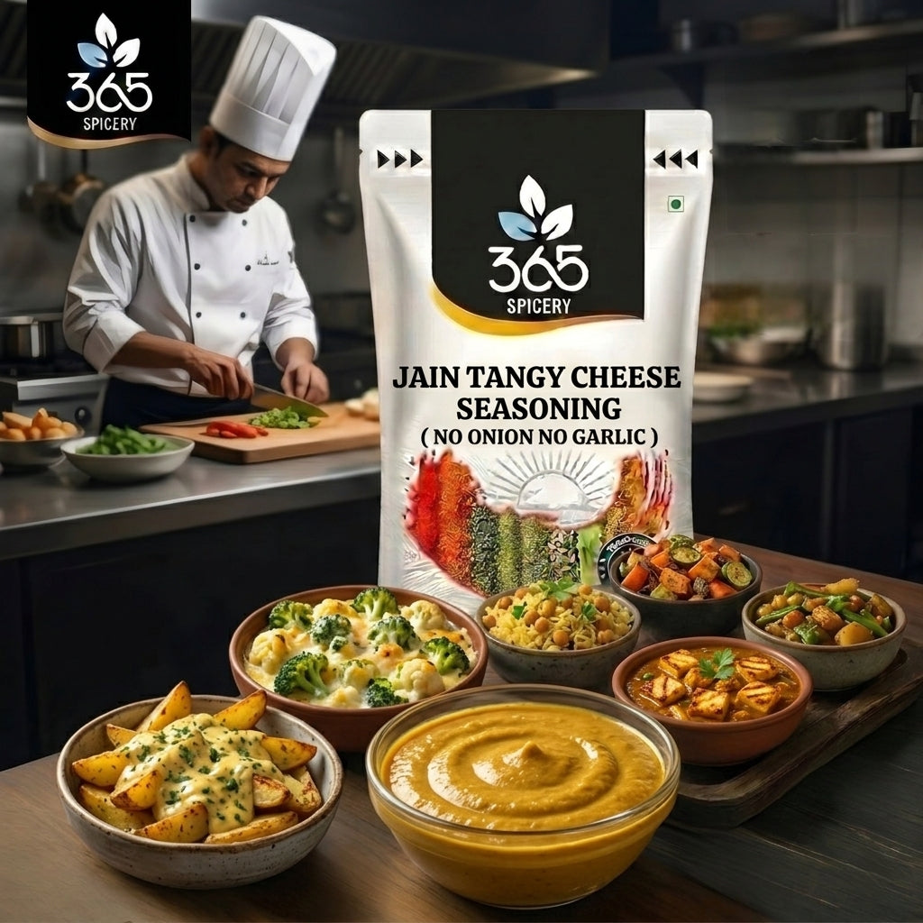 Jain Tangy Cheese Seasoning | No Onion No Garlic | Jain-Friendly | Premium Quality | For Fries | 365 Spicery