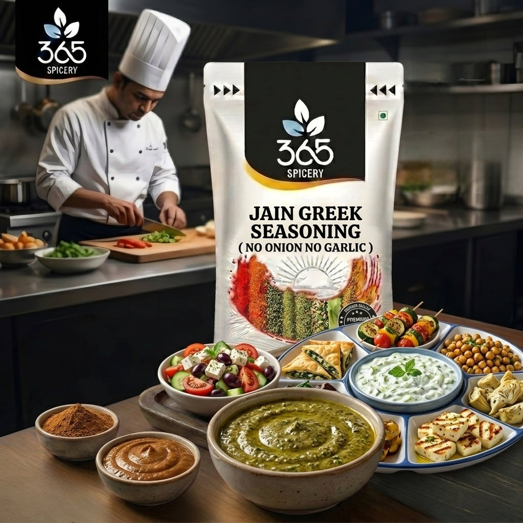 Jain Greek Seasoning | No Onion No Garlic | Jain-Friendly | Mediterranean Herb Blend | Natural | 365 Spicery
