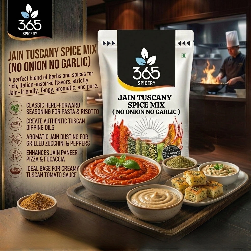 Jain Tuscany Spice Mix | No Onion No Garlic | Jain-Friendly | Italian Pasta & Grill | Natural | 365 Spicery