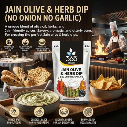 Jain Olive & Herb Dip | No Onion No Garlic | Jain-Friendly | Vegan | Natural Herbs | 365 Spicery