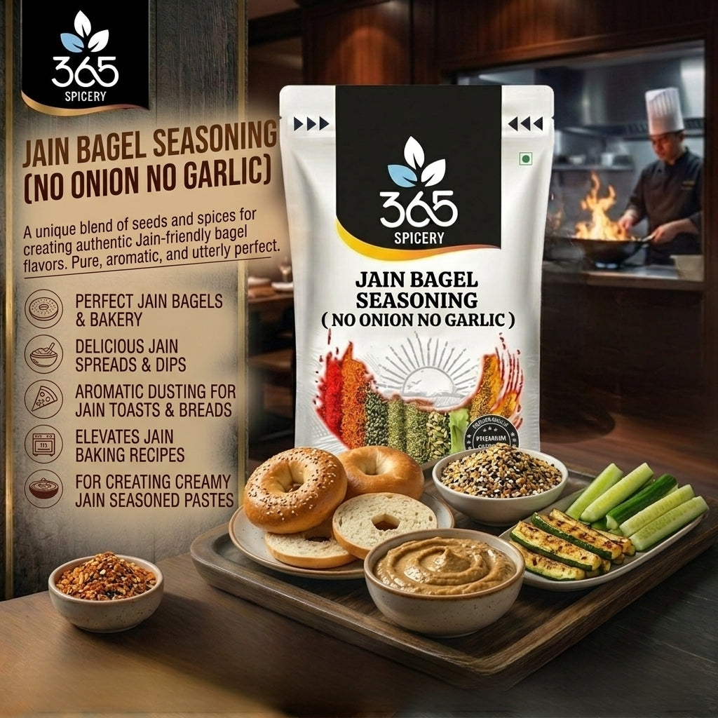 Jain Bagel Seasoning | Crunchy Savoury Topping | No Onion No Garlic | No Artificial Colours | 365 Spicery