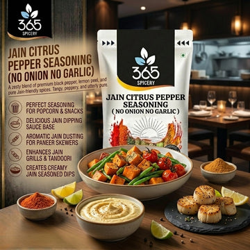 Jain Citrus Pepper Seasoning | Bright Zesty Spice | No Onion No Garlic | No Artificial Flavours | 365 Spicery