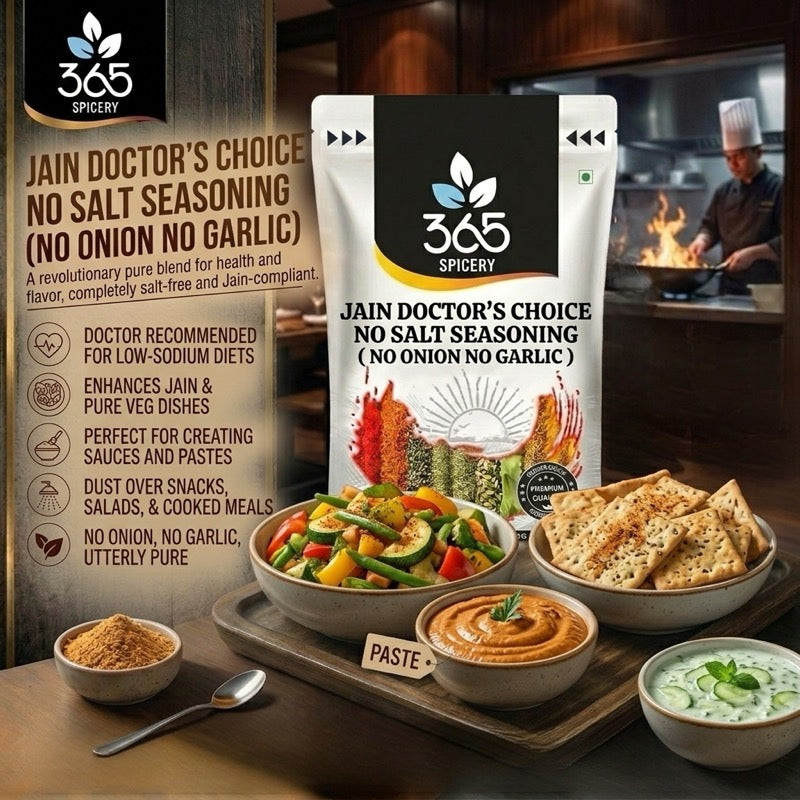 Jain Doctor's Choice No Salt Seasoning | Healthy Blend | No Onion No Garlic | Natural | Jain-Friendly | 365 Spicery