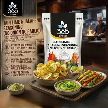 Jain Lime & Jalapeno Seasoning | Tangy & Spicy Kick | No Onion No Garlic | No MSG | Jain-Friendly | 365 Spicery