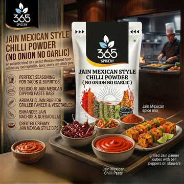 Jain Mexican Style Chilli Powder | Authentic Heat | No Onion No Garlic | Vegan | Jain-Friendly | 365 Spicery
