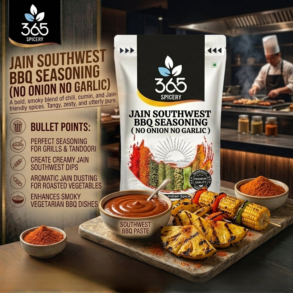 Jain Southwest BBQ Seasoning | Smoky & Spicy Blend | No Onion No Garlic | Vegan | Jain-Friendly | 365 Spicery