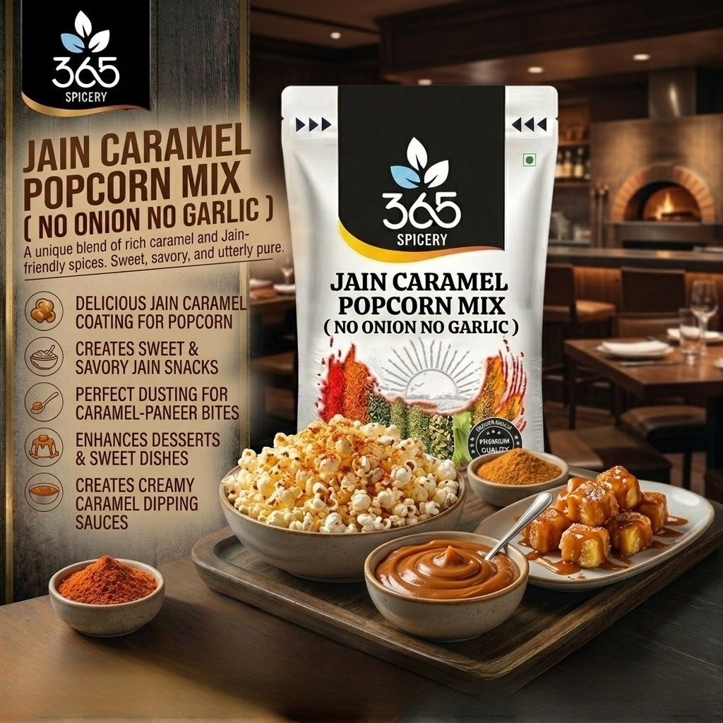 Jain Caramel Popcorn Mix | Rich Sweet Dessert Spice | No Onion No Garlic | Natural | Jain-Friendly | 365 Spicery